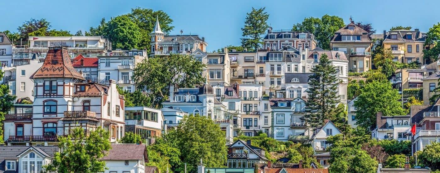 Luxury villas in Blankenese a suburb of Hamburg and close by river Elbe - Germany.
