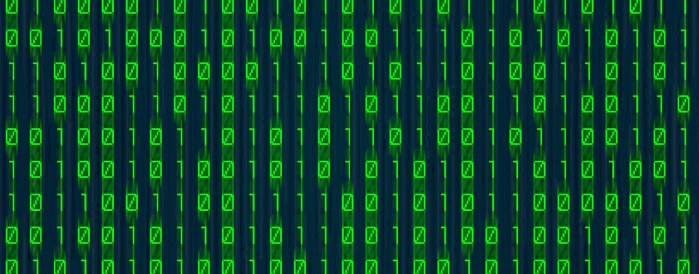 green binary numbers on digital screen background